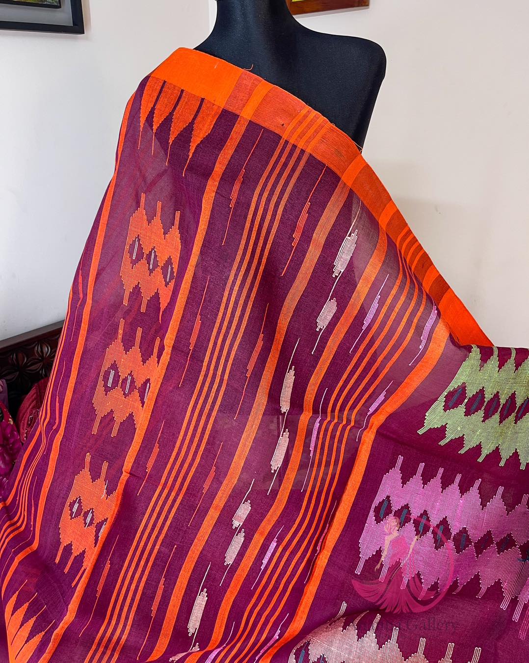 Maroon Monipuri Saree - Image 1